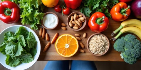 Healthy Food Variety Fresh Fruits Vegetables Nuts and Grains