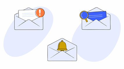 closed bell message envelopes speech email icon 3d new subscription notification send letter by illustration vector reminder 3d with cartoon creative design newsletter set bubble and push 22391144 1