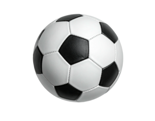 A soccer ball, black and white panels, centered