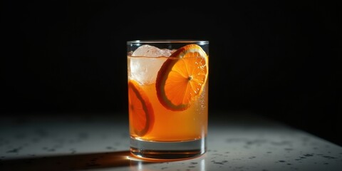 Refreshing Orange Cocktail With Ice and Garnish