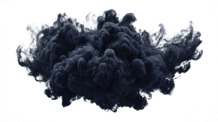 Inky black cloud blooming outward with subtle turbulence