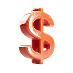 A glossy, three-dimensional orange dollar sign, rendered with a high-shine finish against a black background