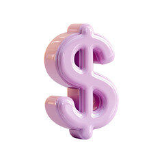 A glossy, three-dimensional pastel pink dollar sign, rendered with soft highlights and shadows on a black background