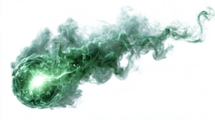 energy sphere with smoky particle trail