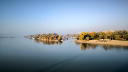 fog above the Danube river in autumn
