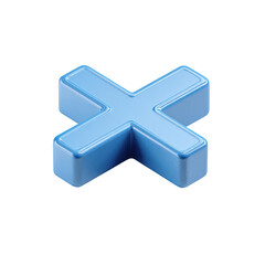A light-blue, three-dimensional, stylized 'X' symbol, rendered with a slightly glossy, cubic appearance