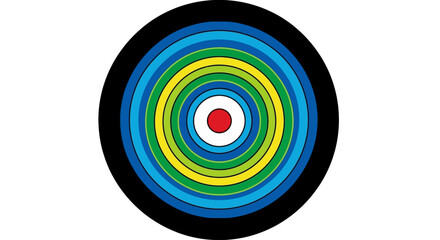 A vibrant, multicolored target design with perfectly aligned concentric circles, embodying principles of precision, strategic focus, and achieving clear objectives for success