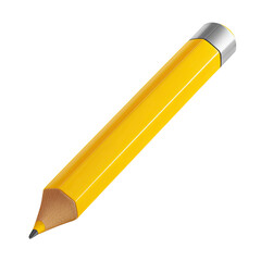 A digitally rendered, yellow No. 2 pencil, slightly angled, showcasing a sharpened point and metallic eraser