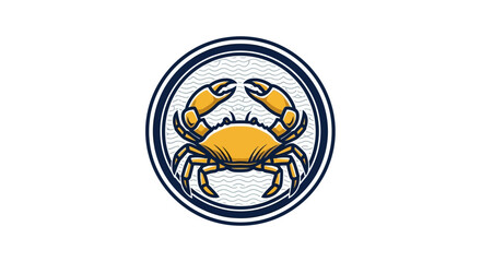 A bold and stylized crab emblem showcasing robust marine life, ideal for branding seafood restaurants, maritime businesses, or any design celebrating ocean creatures