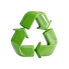 Glossy green recycling symbol; three curved arrows forming a triangle, suggesting continuous renewal and environmental responsibility