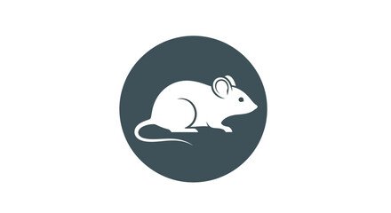 A clean and modern minimalist vector illustration of a white mouse silhouette, designed as an iconic graphic symbol within a dark circular background, suitable for diverse design projects