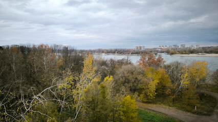 colorful autumn landscape around Danube river in Novi Sad