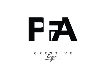 PFA Creative Minimalistic Negative Space Latter Logo with Modern Monogram for Branding and Business Letter mark Logo with Initial Letters Logo Design for Branding.	