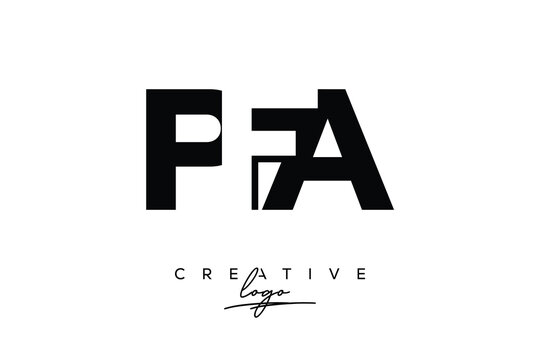 PFA Creative Minimalistic Negative Space Latter Logo with Modern Monogram for Branding and Business Letter mark Logo with Initial Letters Logo Design for Branding.	