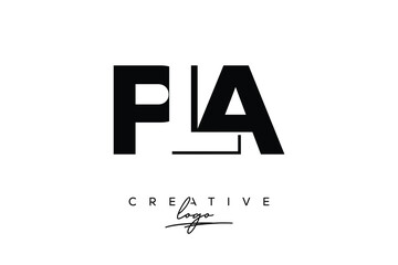 PLA Creative Minimalistic Negative Space Latter Logo with Modern Monogram for Branding and Business Letter mark Logo with Initial Letters Logo Design for Branding.	