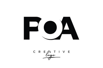 POA Creative Minimalistic Negative Space Latter Logo with Modern Monogram for Branding and Business Letter mark Logo with Initial Letters Logo Design for Branding.	