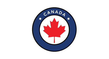Iconic Canadian Maple Leaf emblem, elegantly designed with 'CANADA' text within a vibrant blue circle, symbolizing national pride, unity, and heritage