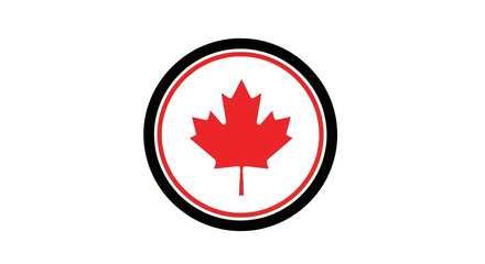 Emblematic Canadian maple leaf design, showcasing national identity within a distinctive circular frame, symbolizing heritage and unity, a vibrant graphic representation