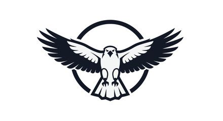Majestic eagle or hawk illustration with widespread wings, soaring within a protective circular frame. A powerful symbol of freedom, strength, and vision for branding