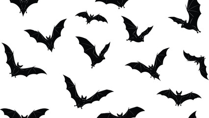 Obraz premium Seamless pattern of bats halloween with flying bats black and vector illustration