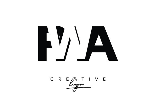 PWA Creative Minimalistic Negative Space Latter Logo with Modern Monogram for Branding and Business Letter mark Logo with Initial Letters Logo Design for Branding.	