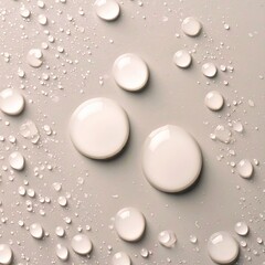 Pure Water Drops on Neutral Background Wellness Concept.