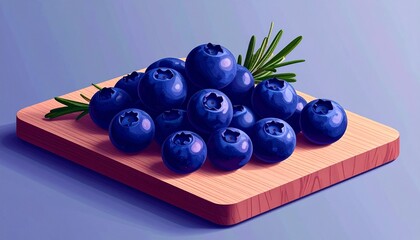 Fresh Blueberries on Wooden Board Healthy Lifestyle Concept.