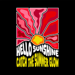 Abstract summer flower mural artwork with modern slogan typography for casual streetwear and apparel prints.
