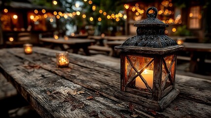 Cozy outdoor evening lantern high resolution picture