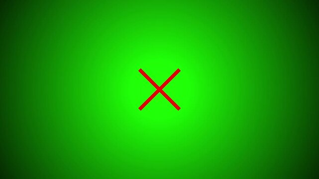 A red cross on a green background, symbolizing error, cancellation, or negative response, with a vibrant contrast, suitable for digital interfaces and educational materials.