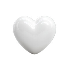 A smooth, glossy, white heart shape, seemingly made of ceramic or plastic, isolated on a black background