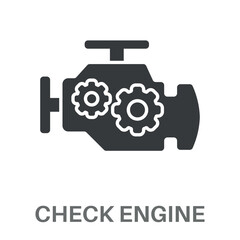 Check Engine Silhouette Glyphs Concept Simple Style Design Vector