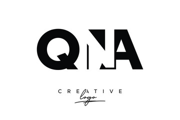 QNA Creative Minimalistic Negative Space Latter Logo with Modern Monogram for Branding and Business Letter mark Logo with Initial Letters Logo Design for Branding.	