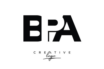 BPA Creative Minimalistic Negative Space Latter Logo with Modern Monogram for Branding and Business Letter mark Logo with Initial Letters Logo Design for Branding.	