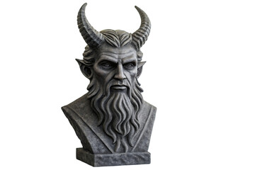 Obraz premium Fantasy Creature Sculpture Bust isolated on white background. Handcrafted Mythical Art illustration on white.