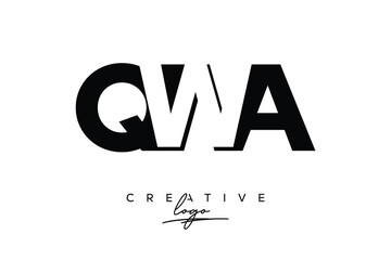 QWA Creative Minimalistic Negative Space Latter Logo with Modern Monogram for Branding and Business Letter mark Logo with Initial Letters Logo Design for Branding.	