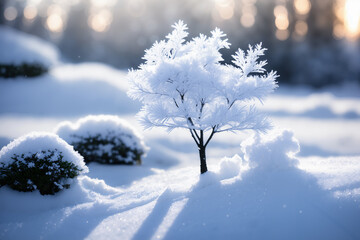 beautiful landscape of winter forest in snow, beautiful nature