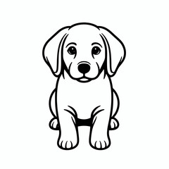 Fototapeta premium Minimalistic black-and-white line art of a puppy in a geometric style with clean shapes