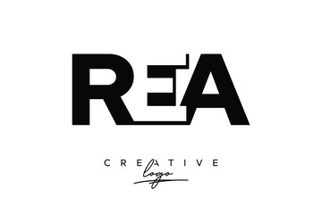 REA Creative Minimalistic Negative Space Latter Logo with Modern Monogram for Branding and Business Letter mark Logo with Initial Letters Logo Design for Branding.	