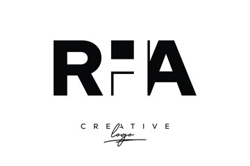 RHA Creative Minimalistic Negative Space Latter Logo with Modern Monogram for Branding and Business Letter mark Logo with Initial Letters Logo Design for Branding.	