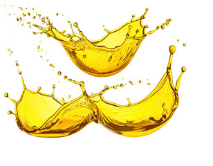 Two golden liquid splashes, dynamic and vibrant