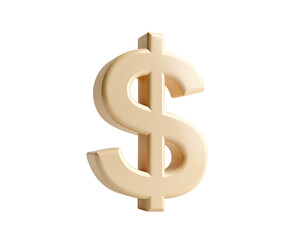 3D rendered, light beige dollar sign, isolated on black