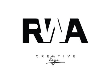 RWA Creative Minimalistic Negative Space Latter Logo with Modern Monogram for Branding and Business Letter mark Logo with Initial Letters Logo Design for Branding.	