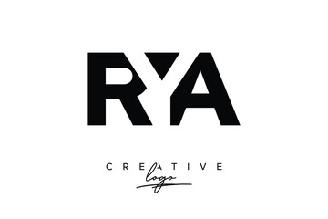 RYA Creative Minimalistic Negative Space Latter Logo with Modern Monogram for Branding and Business Letter mark Logo with Initial Letters Logo Design for Branding.	