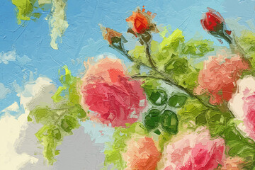 Various oil paintings, flowers, lakes, chrysanthemums, landscapes, birds, streams, forests, roses, peonies, beaches