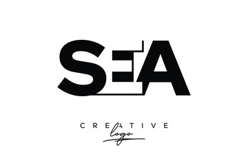 SEA Creative Minimalistic Negative Space Latter Logo with Modern Monogram for Branding and Business Letter mark Logo with Initial Letters Logo Design for Branding.	