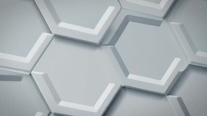 Clean white geometric hexagon pattern background. Abstract 3D texture with subtle shadows, modern tech design element. - Powered by Adobe