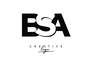 BSA Creative Minimalistic Negative Space Latter Logo with Modern Monogram for Branding and Business Letter mark Logo with Initial Letters Logo Design for Branding.	