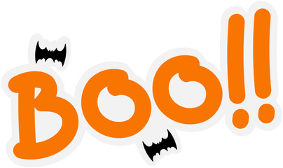 "Boo!!" Text Sticker with Bats Halloween Typography