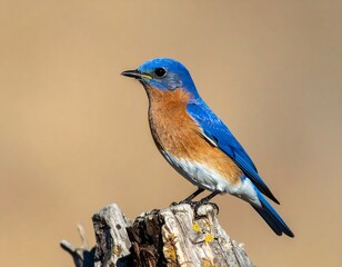Eastern Bluebird perched on a stump